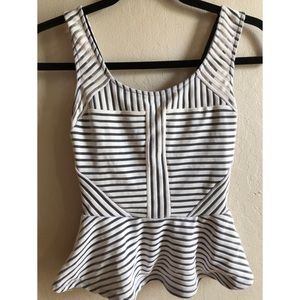 Stripe Scoop Peplum Shirt